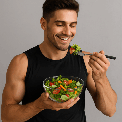 athlete eating salad
